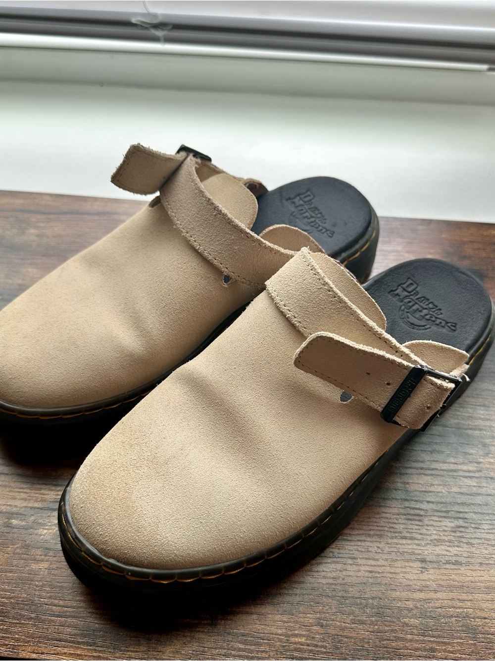 Dr. Martens Zebzag Savannah Tan Suede Clog Mule